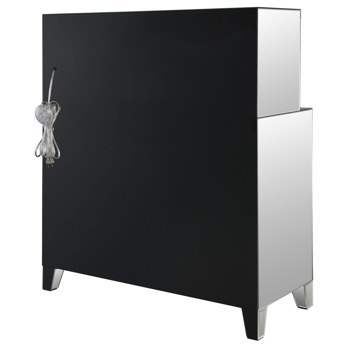 Vitrina para vinos Yvaine de acrílico con espejo de dos puertas y estilo bar para el hogar, color plateado