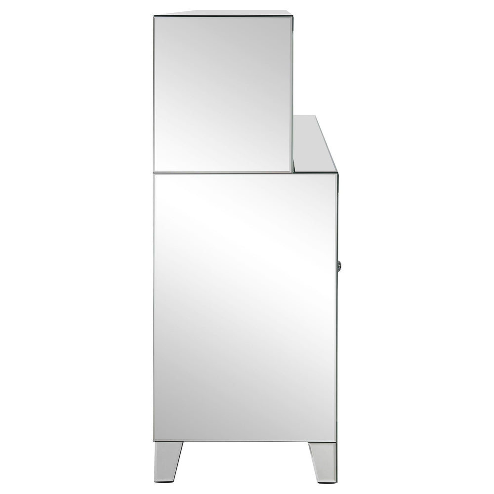 Vitrina para vinos Yvaine de acrílico con espejo de dos puertas y estilo bar para el hogar, color plateado