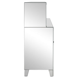 Vitrina para vinos Yvaine de acrílico con espejo de dos puertas y estilo bar para el hogar, color plateado