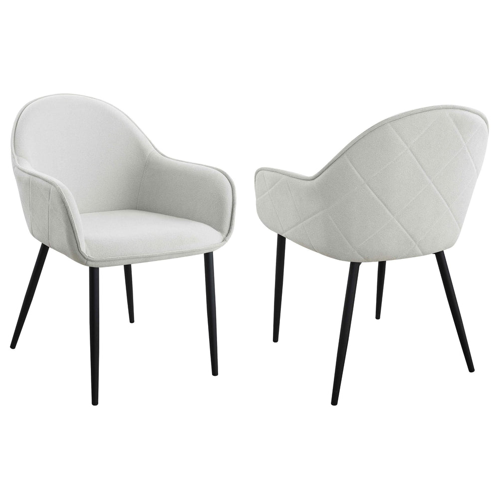 Sillón de comedor tapizado en tela Emma, ​​gris niebla (juego de 2)