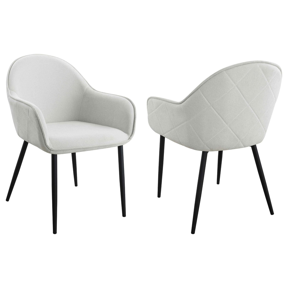 Sillón de comedor tapizado en tela Emma, ​​gris niebla (juego de 2)