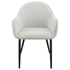 Sillón de comedor tapizado en tela Emma, ​​gris niebla (juego de 2)