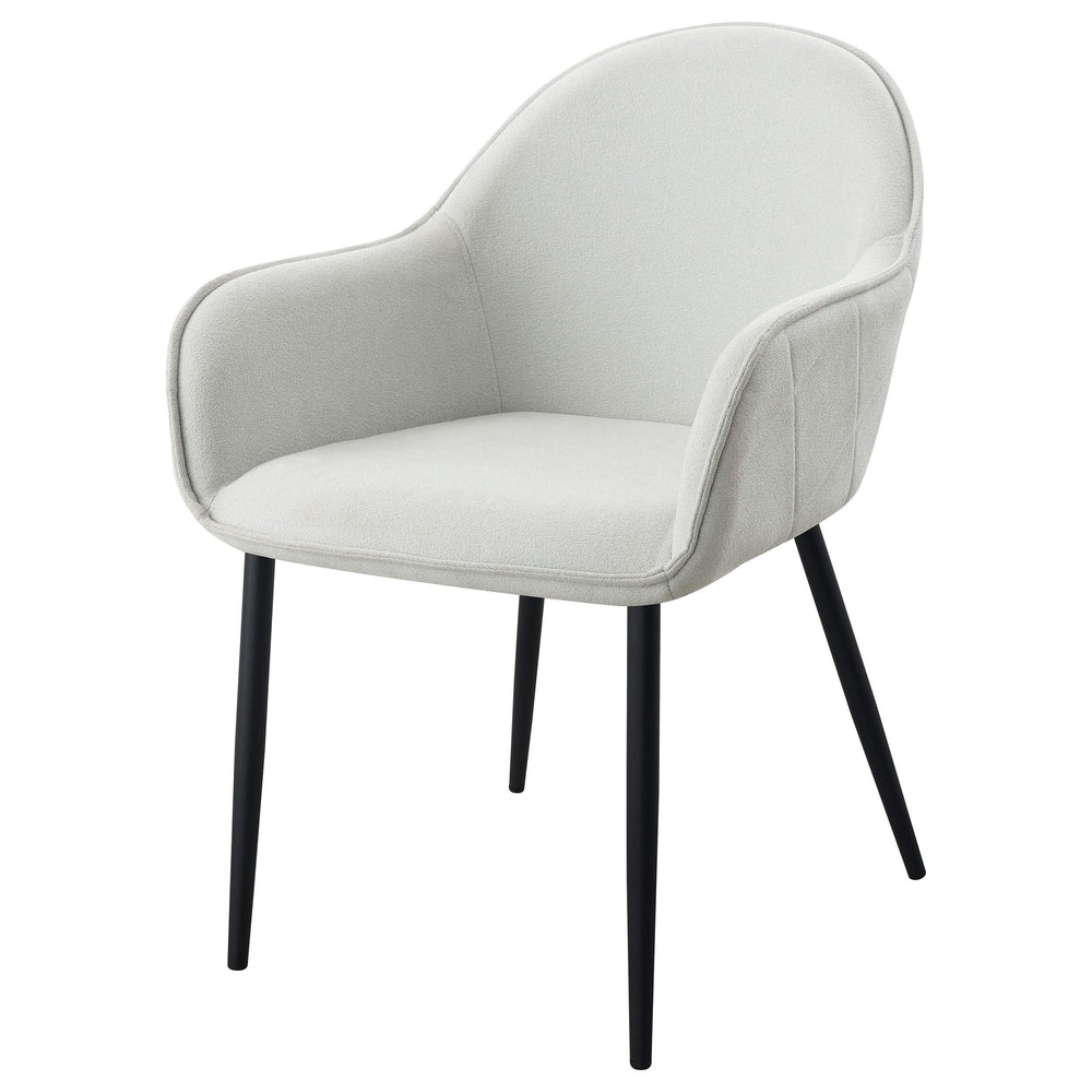 Sillón de comedor tapizado en tela Emma, ​​gris niebla (juego de 2)