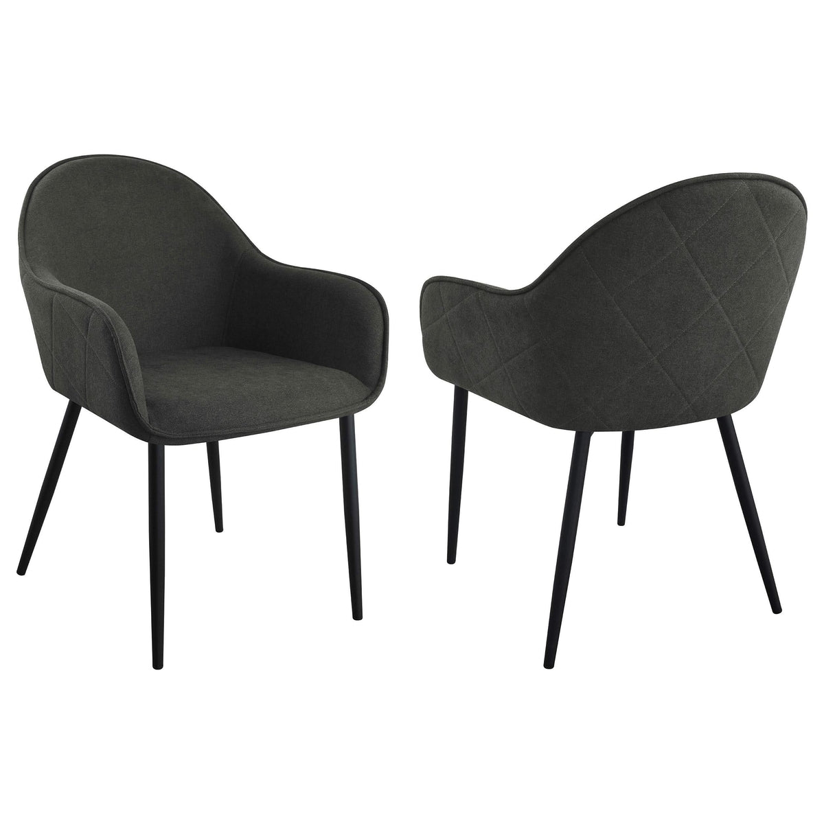 Sillón de comedor tapizado en tela Emma color carbón (juego de 2)