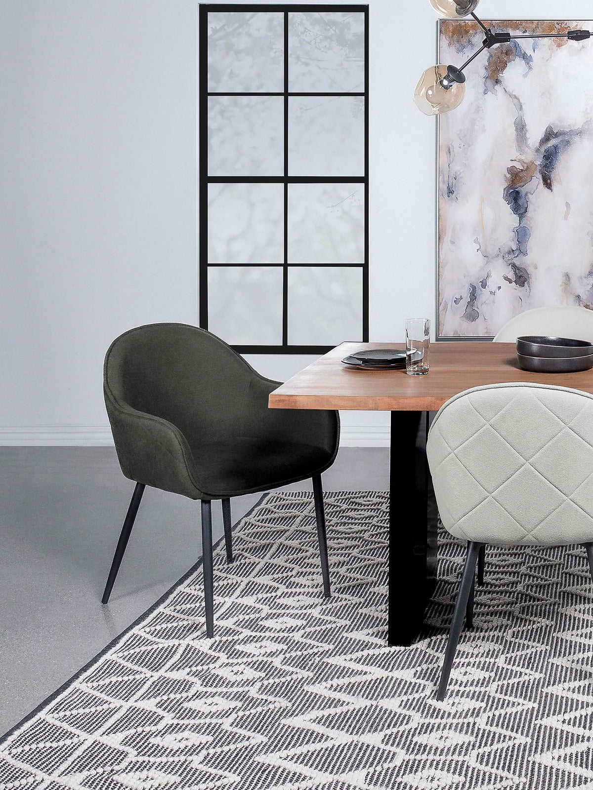 Sillón de comedor tapizado en tela Emma color carbón (juego de 2)
