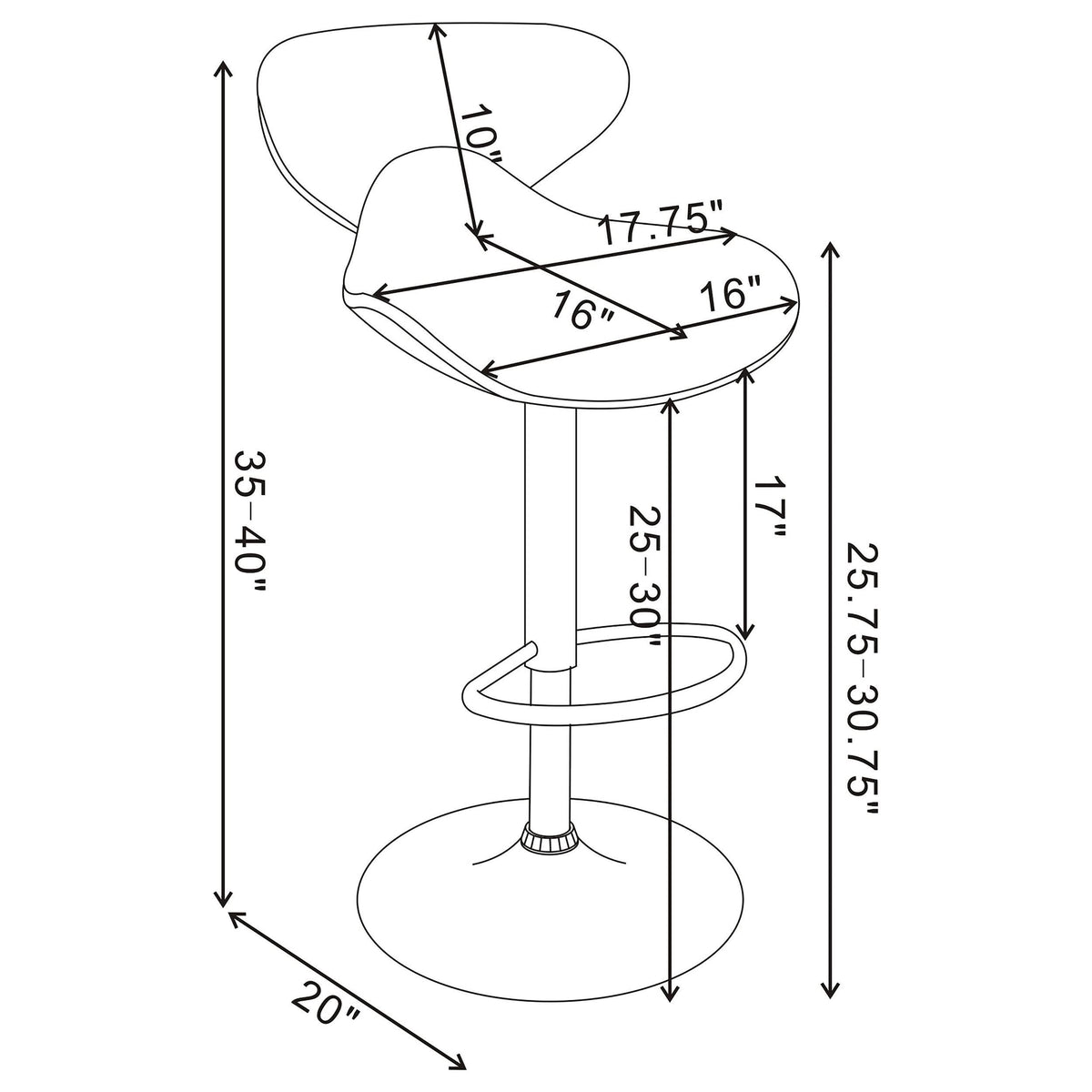 Taburete de bar ajustable tapizado Edenton negro (juego de 2)