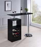 Mesa de bar Koufax de 48 pulgadas con altura de pub, color negro brillante
