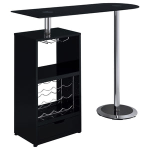 Mesa de bar Koufax de 48 pulgadas con altura de pub, color negro brillante