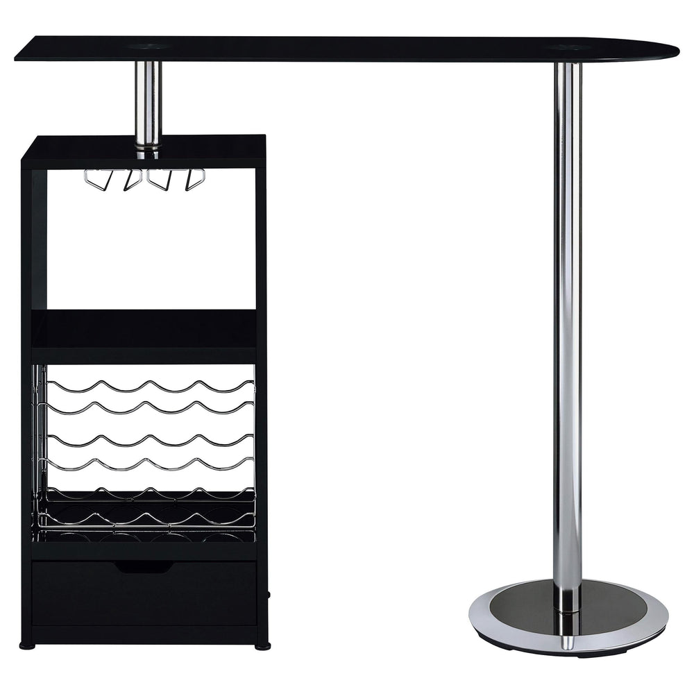 Mesa de bar Koufax de 48 pulgadas con altura de pub, color negro brillante