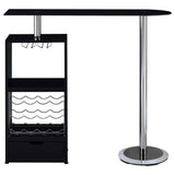Mesa de bar Koufax de 48 pulgadas con altura de pub, color negro brillante