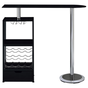 Mesa de bar Koufax de 48 pulgadas con altura de pub, color negro brillante