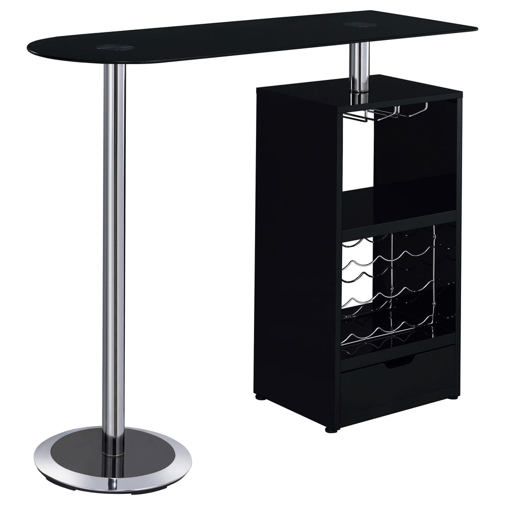 Mesa de bar Koufax de 48 pulgadas con altura de pub, color negro brillante