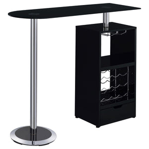 Mesa de bar Koufax de 48 pulgadas con altura de pub, color negro brillante