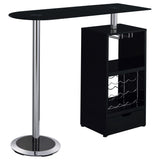 Mesa de bar Koufax de 48 pulgadas con altura de pub, color negro brillante