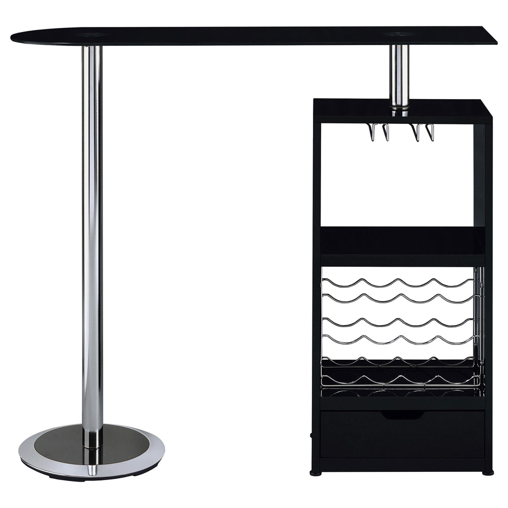 Mesa de bar Koufax de 48 pulgadas con altura de pub, color negro brillante
