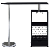 Mesa de bar Koufax de 48 pulgadas con altura de pub, color negro brillante