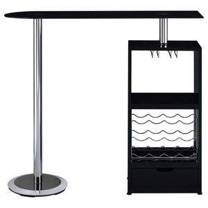 Mesa de bar Koufax de 48 pulgadas con altura de pub, color negro brillante