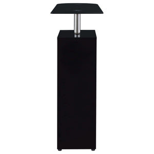 Mesa de bar Koufax de 48 pulgadas con altura de pub, color negro brillante