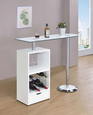 Mesa de bar Koufax con 1 cajón, blanco brillante