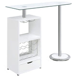 Mesa de bar Koufax con 1 cajón, blanco brillante