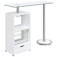 Mesa de bar Koufax con 1 cajón, blanco brillante