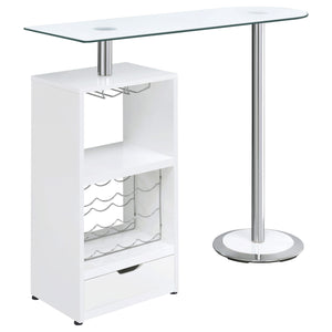 Mesa de bar Koufax con 1 cajón, blanco brillante