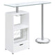 Mesa de bar Koufax con 1 cajón, blanco brillante