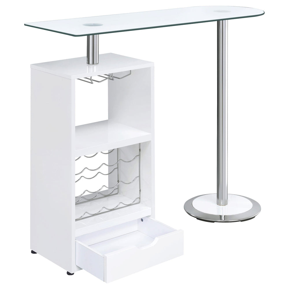 Mesa de bar Koufax con 1 cajón, blanco brillante