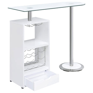 Mesa de bar Koufax con 1 cajón, blanco brillante