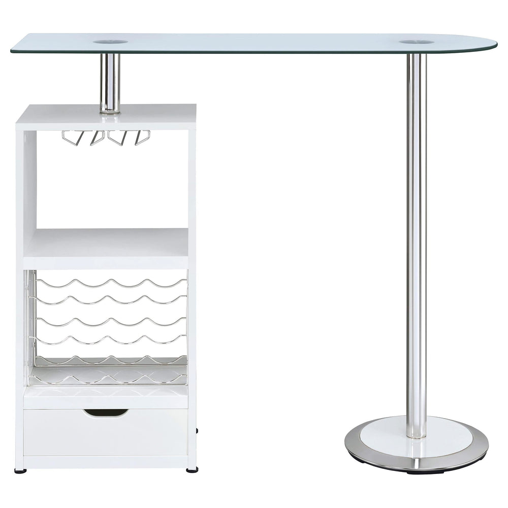 Mesa de bar Koufax con 1 cajón, blanco brillante