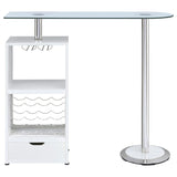 Mesa de bar Koufax con 1 cajón, blanco brillante