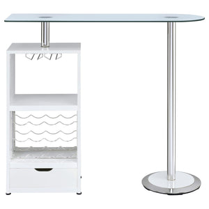 Mesa de bar Koufax con 1 cajón, blanco brillante