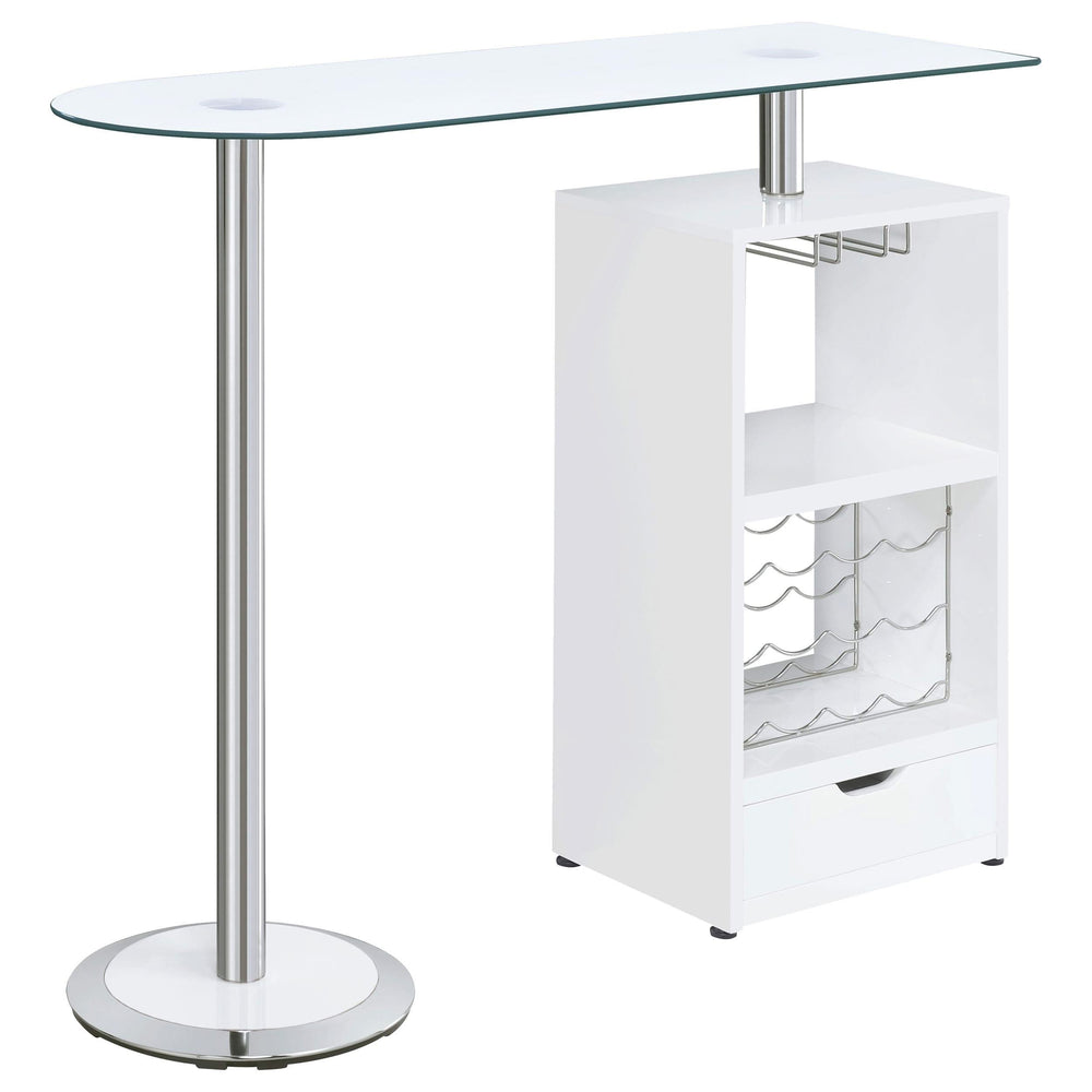 Mesa de bar Koufax con 1 cajón, blanco brillante