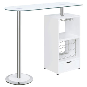 Mesa de bar Koufax con 1 cajón, blanco brillante