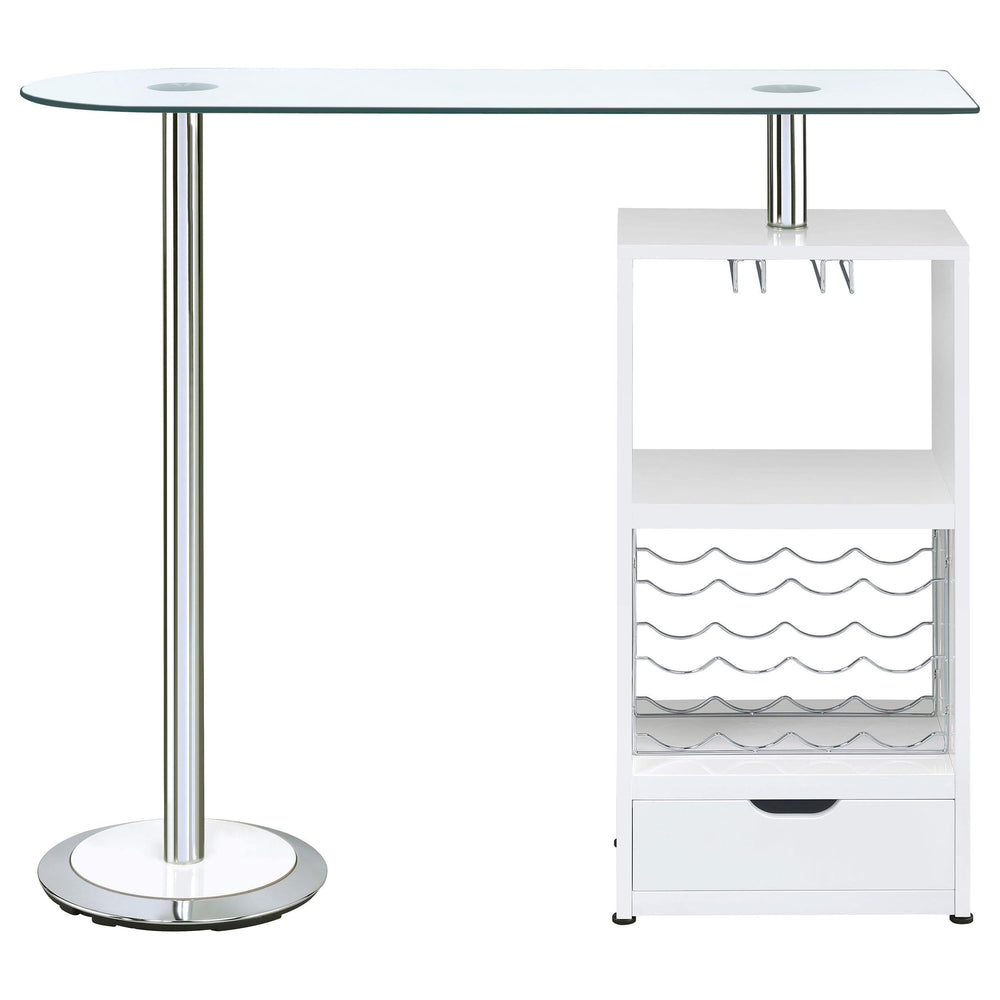 Mesa de bar Koufax con 1 cajón, blanco brillante