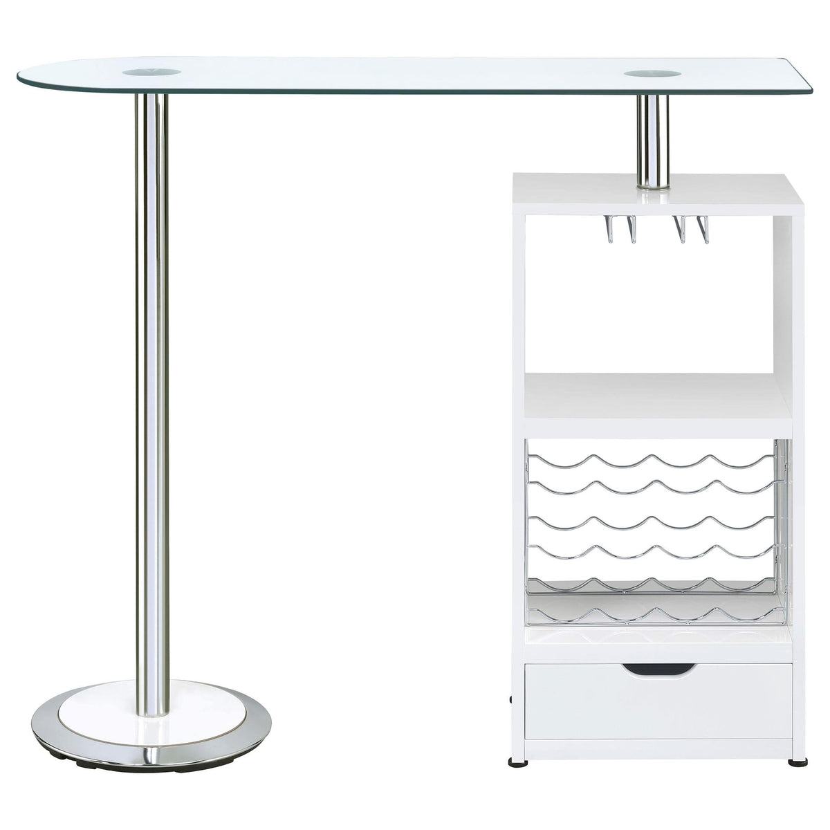 Mesa de bar Koufax con 1 cajón, blanco brillante