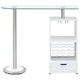 Mesa de bar Koufax con 1 cajón, blanco brillante