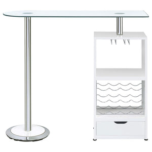 Mesa de bar Koufax con 1 cajón, blanco brillante