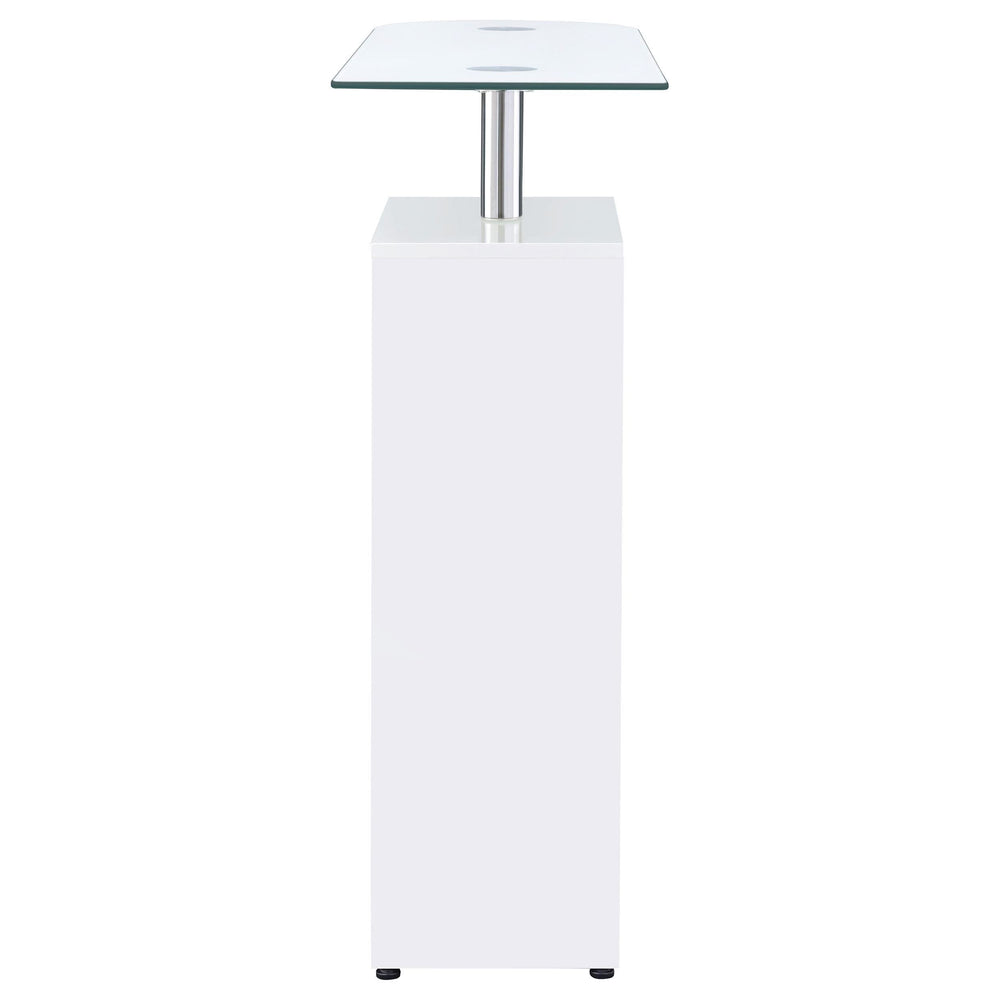 Mesa de bar Koufax con 1 cajón, blanco brillante