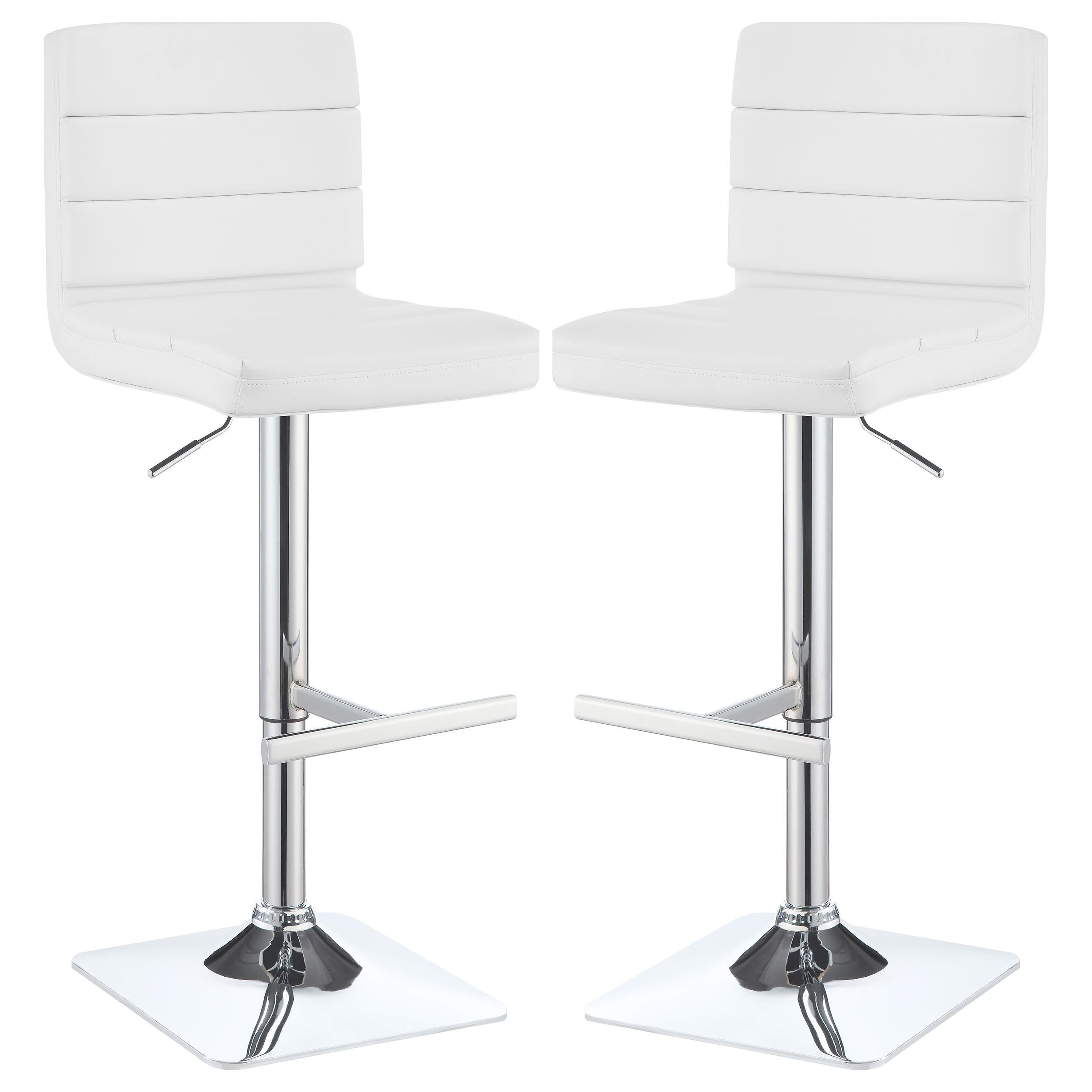 Bianca Upholstered Adjustable Bar Stool White (Set of 2)