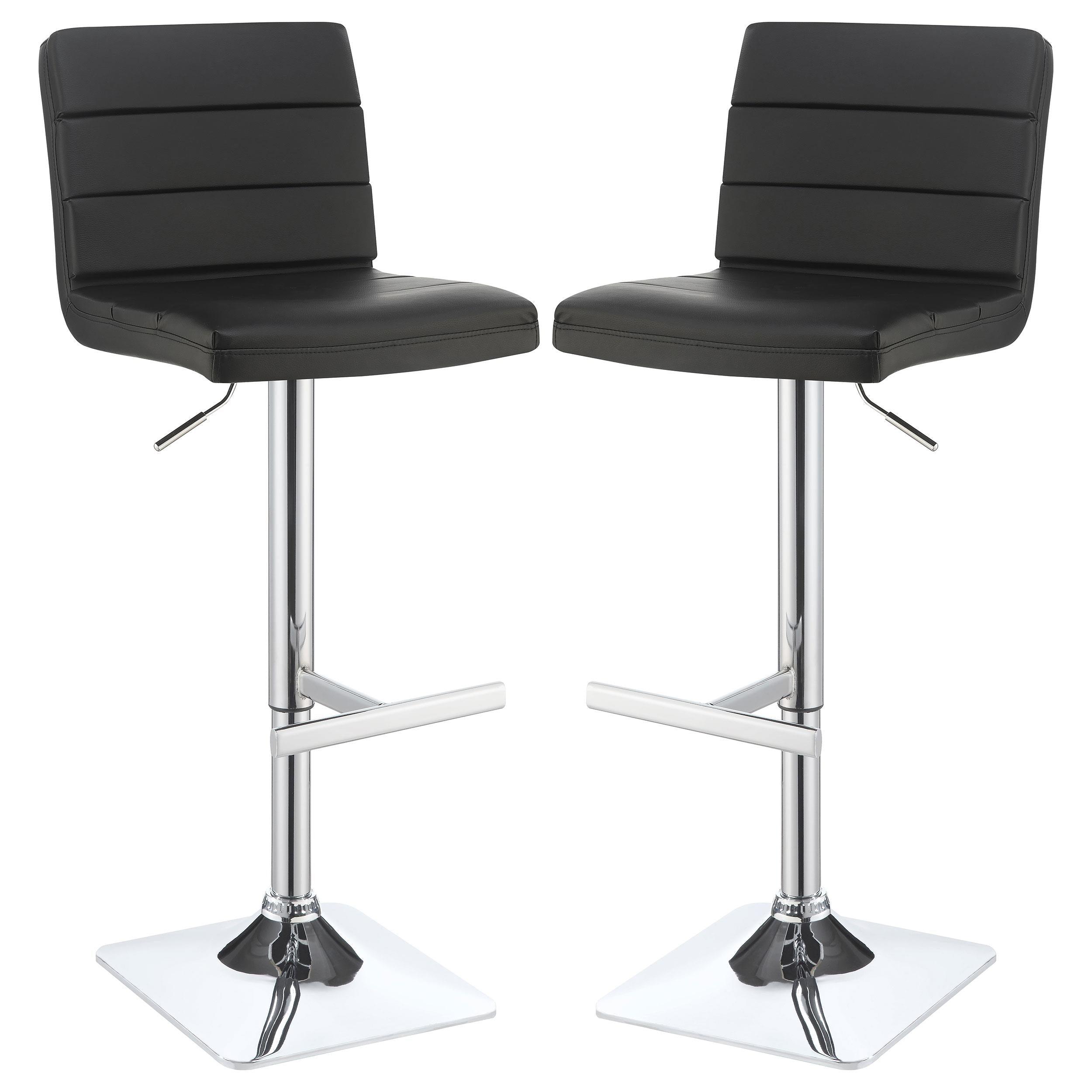 Bianca Upholstered Adjustable Bar Stool Black (Set of 2)
