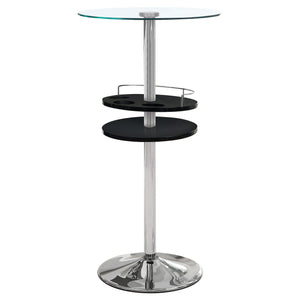 Mesa de bar bistró redonda Gianella de 24 pulgadas con tapa de vidrio, cromada