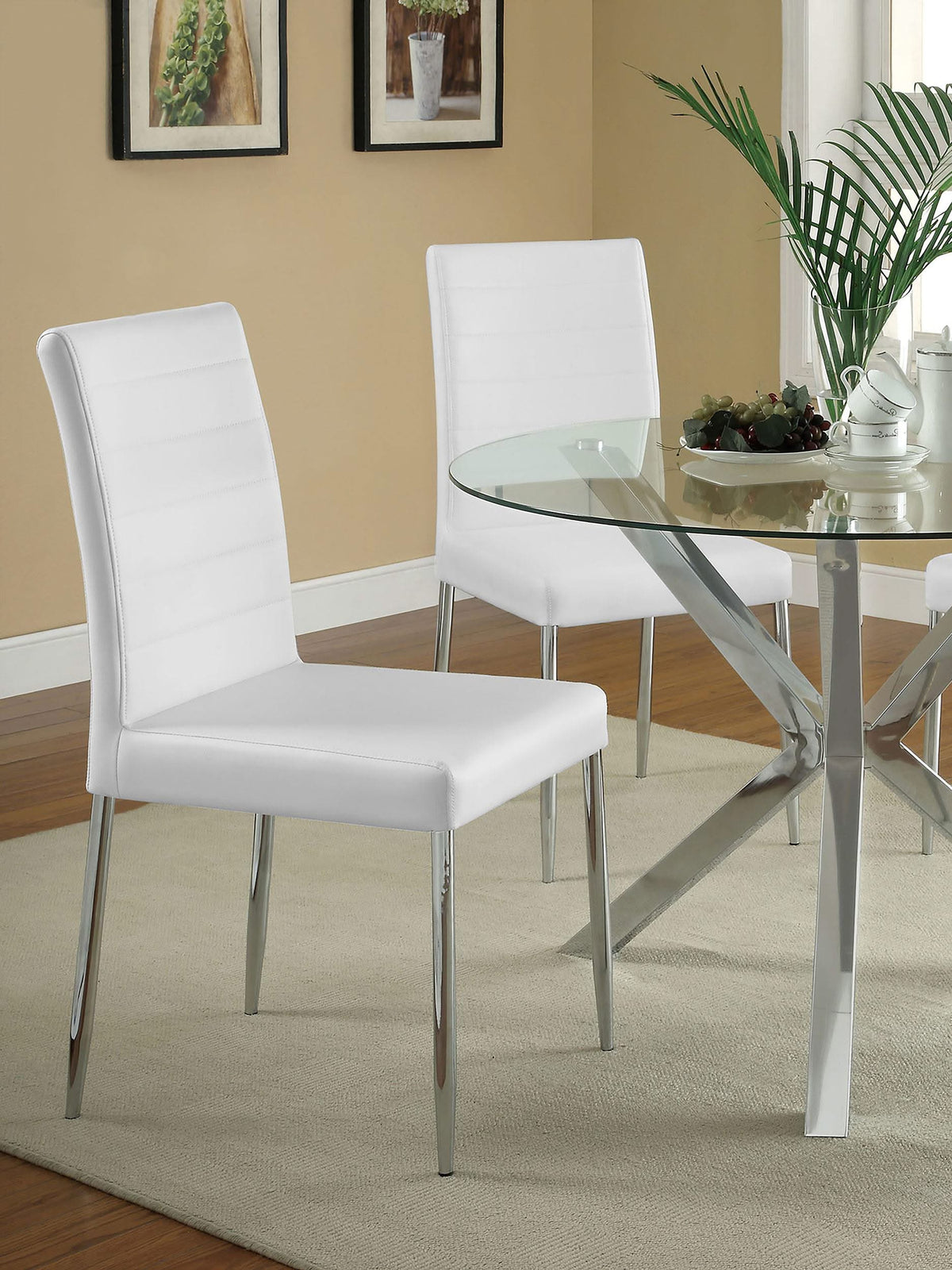 Silla de comedor tapizada Maston blanca (juego de 4)