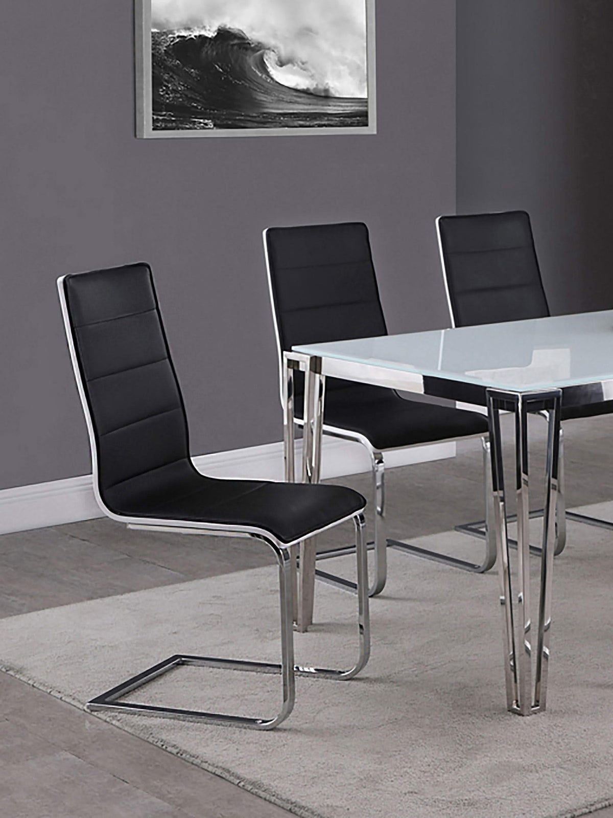 Silla de comedor tapizada Broderick negra (juego de 4)