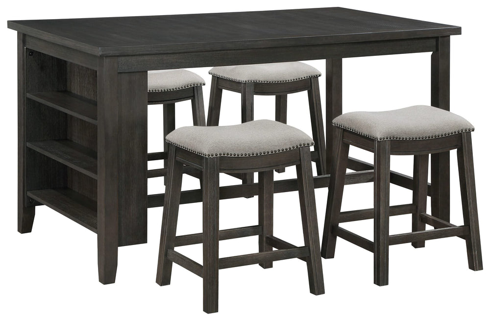 Juego de mesa de comedor Elliston de 5 piezas, altura de mostrador, gris oscuro