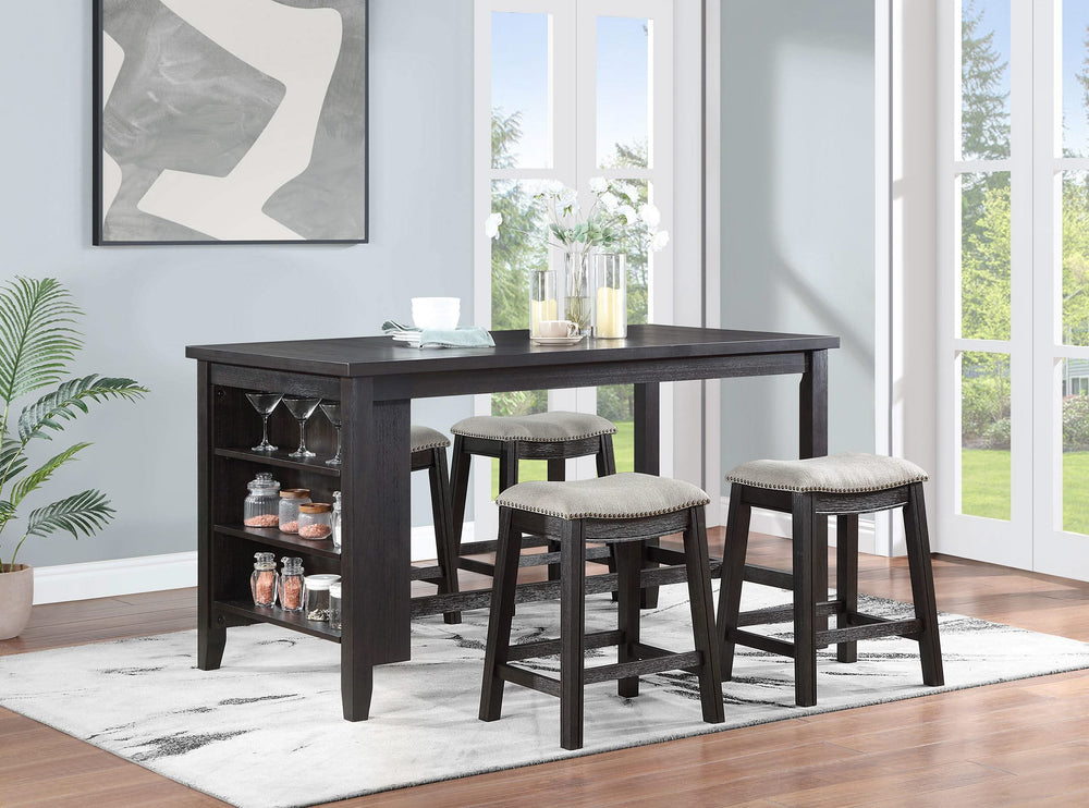 Mesa de comedor Elliston de 66 pulgadas, altura de mostrador, color gris oscuro