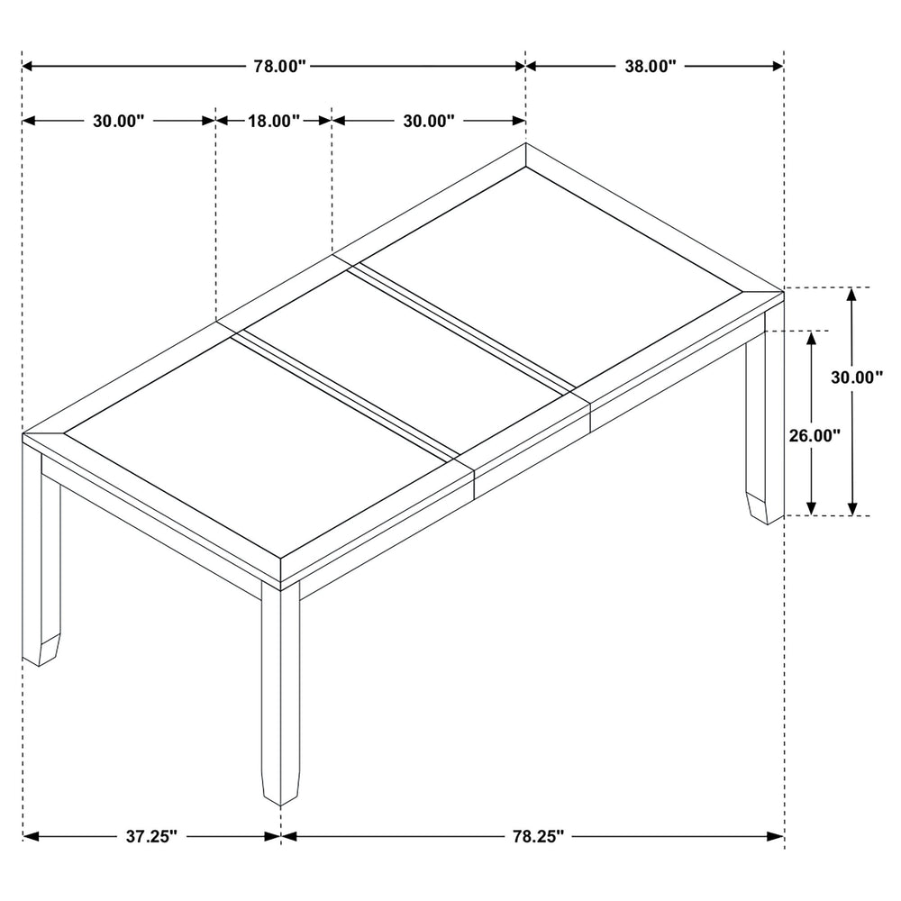 Mesa de comedor rectangular Elodie de 78 pulgadas con hojas extensibles, color negro