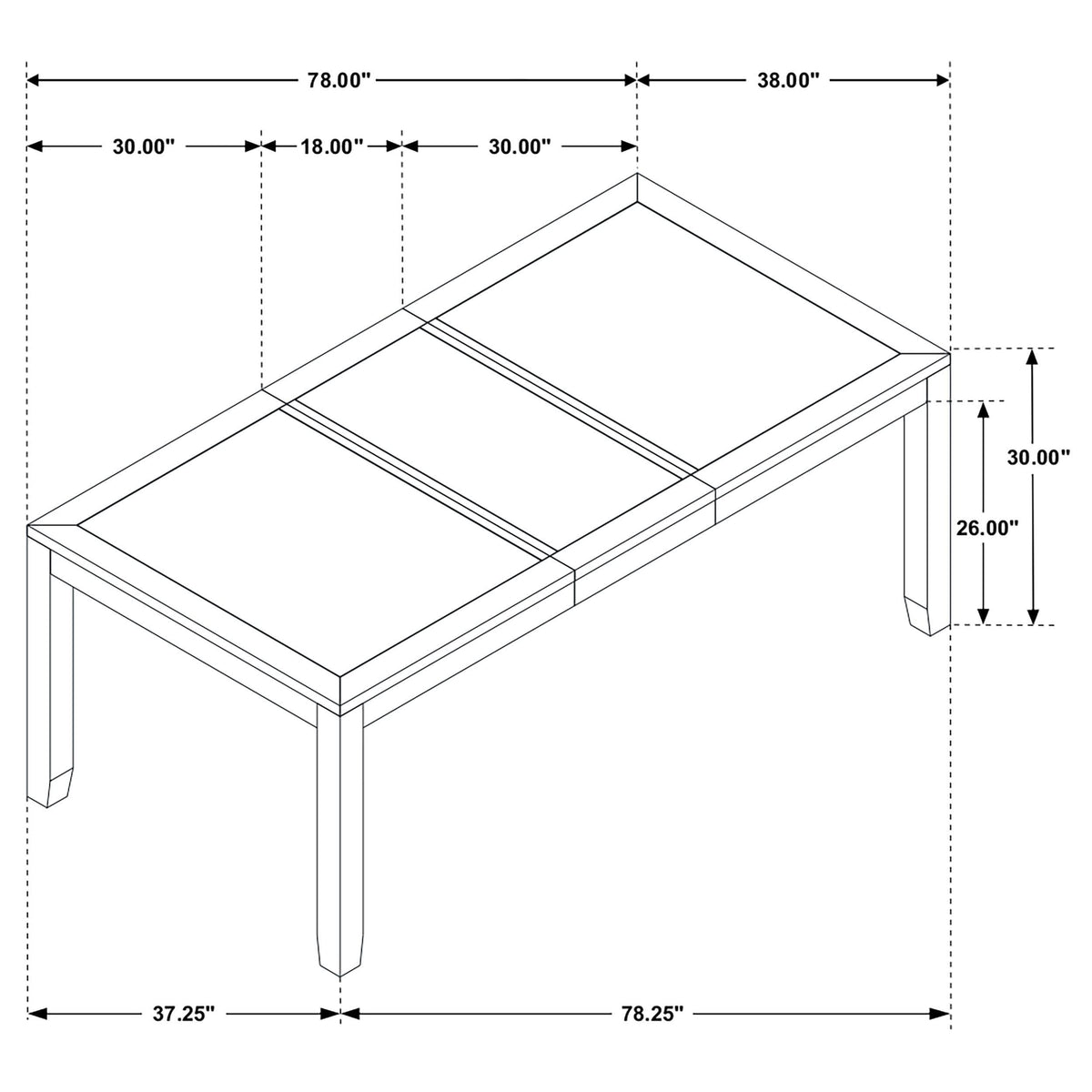 Mesa de comedor rectangular Elodie de 78 pulgadas con hojas extensibles, color negro