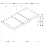 Mesa de comedor rectangular Elodie de 78 pulgadas con hojas extensibles, color negro