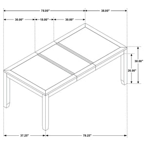 Mesa de comedor rectangular Elodie de 78 pulgadas con hojas extensibles, color negro